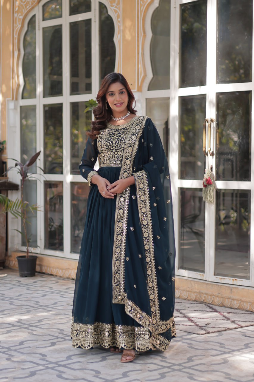 Women's Luxurious Plum Velvet Anarkali Gown with Heavy Gold Zari & Sequin Embroidery β Perfect for Weddings & Grand Festivities - Image 14